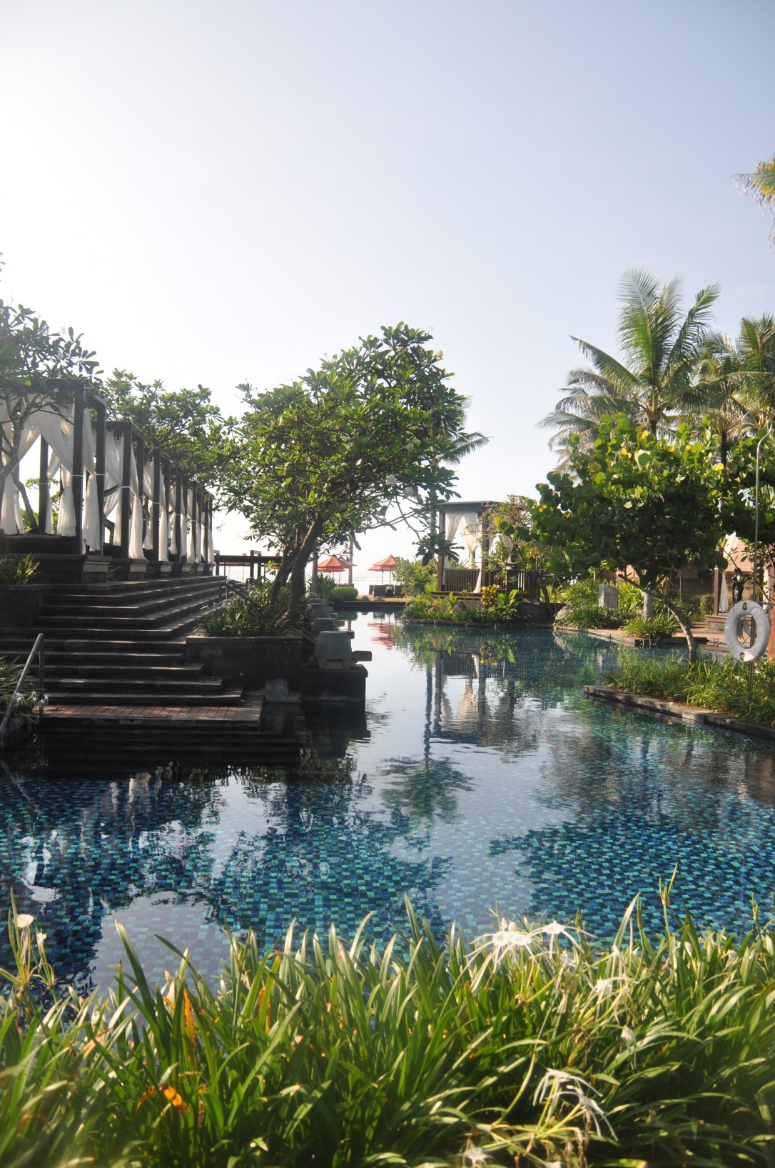 Part of the pool that extended around the resort. 